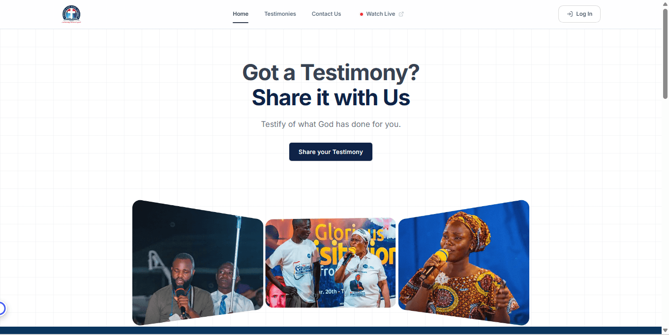 DCLM Testimony Upload Platform screenshot